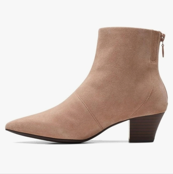 Clarks Women's Teresa praline suede low heel ankle Boots size 11 brand new - Picture 3 of 9